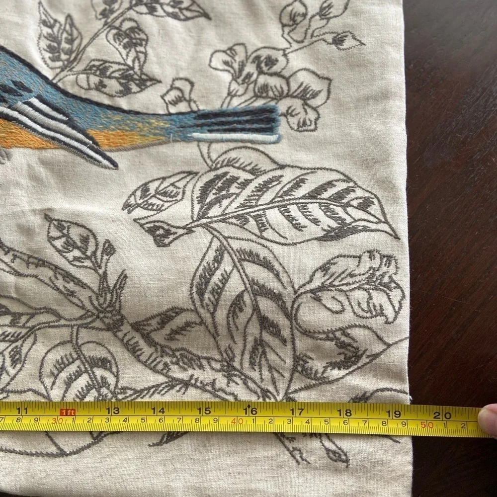 🖤 Set of 2 Decorative Pillow Covers Pier 1 Embroidered Bird & Neutral Tufted